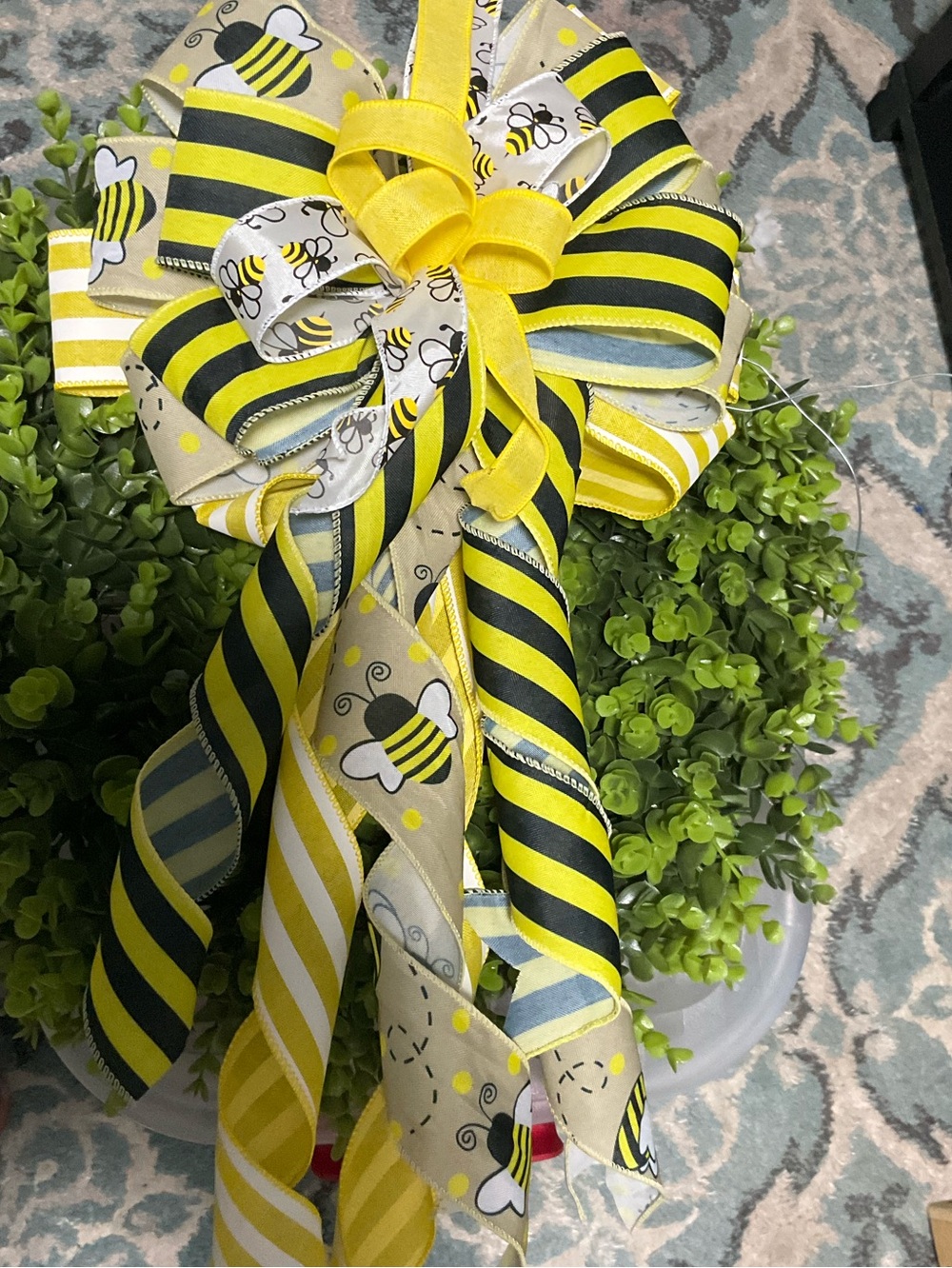 Yellow & Black Bee Ribbon Bow - Decorative Home Party Accent